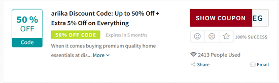 Ariika Promo Code