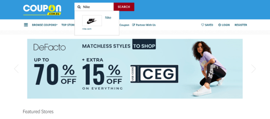 type Nike in the provided search bar.