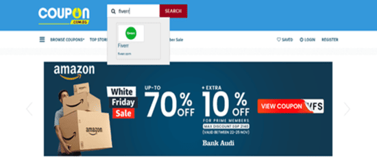 type Fiverr in the provided search bar