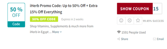 select your desired voucher and click SHOW COUPON.