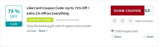 select one of the available vouchers and click on SHOW COUPON.