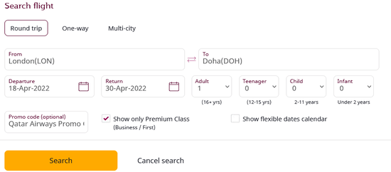 Qatar Airways Promo Code Applied